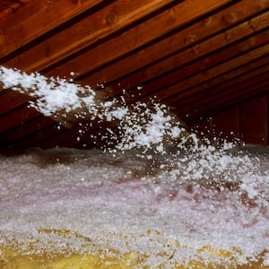 blown-in insulation in home attic