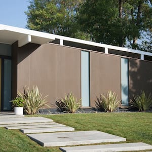 The exterior of a contemporary house on a sunny day