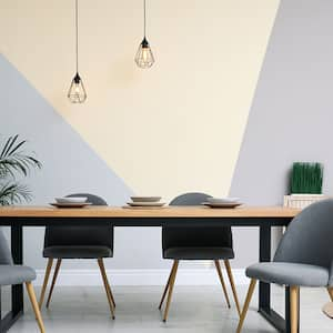 Dining table with four gray chairs 