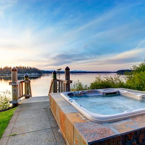 Hot tub by the water during summer