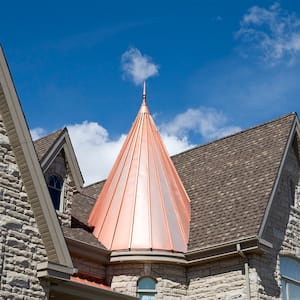 Copper roofing on part of house