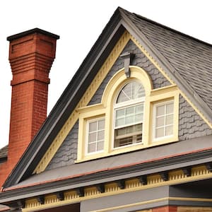 The gable of a large renovated house