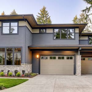 gray wood flat roof home