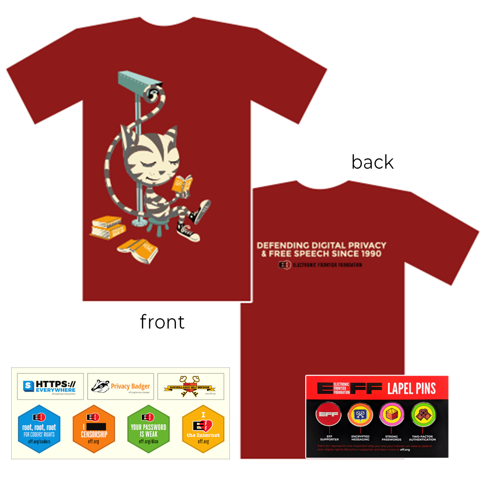 Donor Combo: Freedom Cat T-Shirt, Sticker Sheet, & Enamel Pins