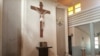 The altar area of St. Francis Catholic Church in Owo, southwest Nigeria, pictured June 10, 2022. It was left in shambles when armed men detonated explosives and shot at worshippers on Sunday. (Timothy Obiezu/VOA)