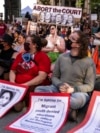 Protesters gather in the street outside of the Jackson Federal Building in Seattle, June 24, 2022, after the Supreme Court overturned Roe v. Wade. 