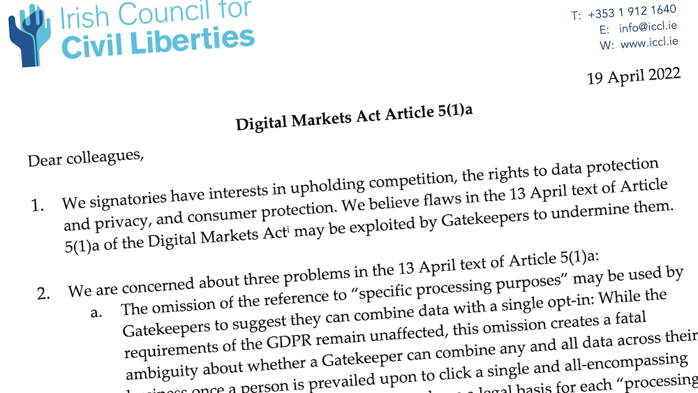 Featured image for “Privacy and competition leaders sign emergency ICCL letter to fix the EU Digital Markets Act”