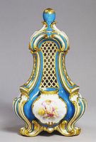 Vase with a bleu celeste ground, modelled after a Sèvres Rococo design, c. 1855