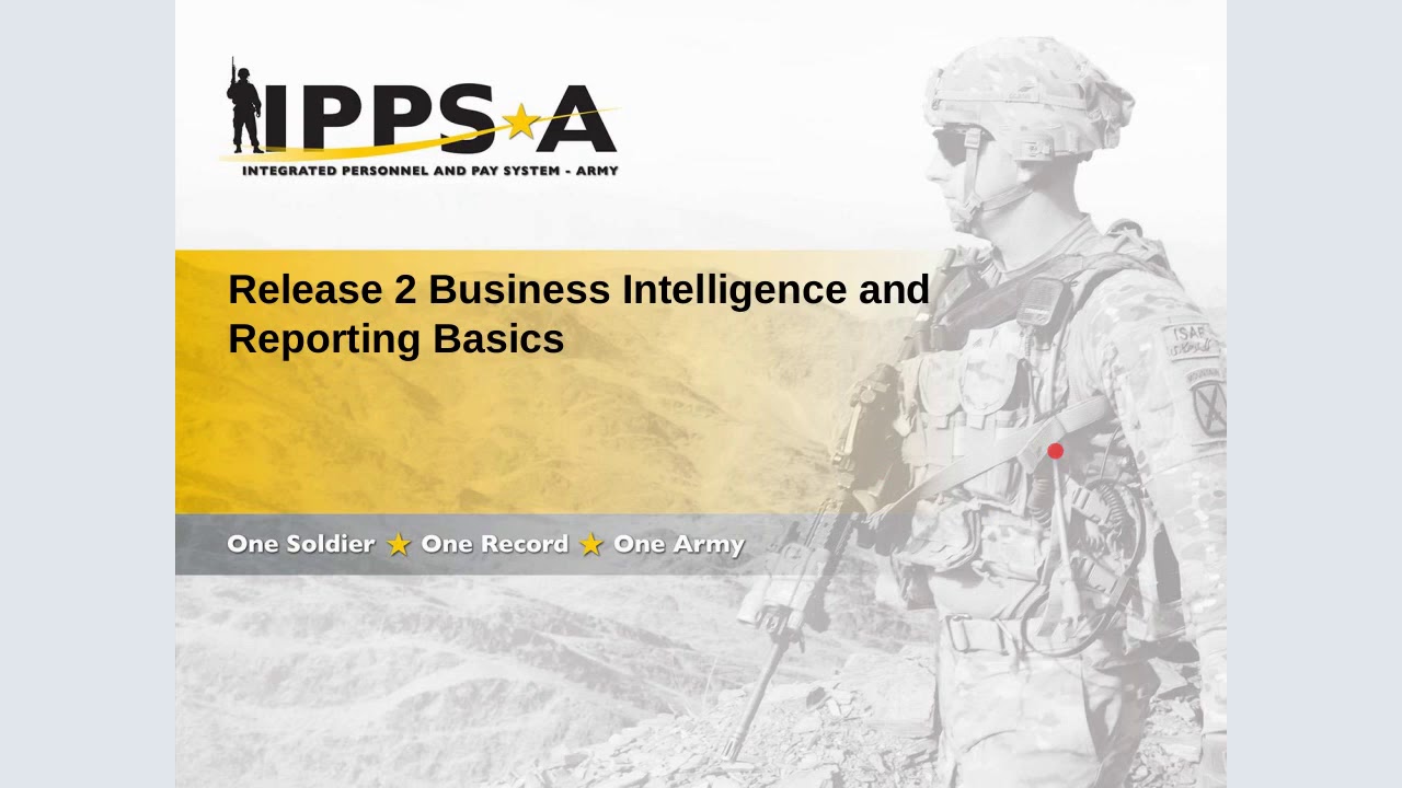 This is the first installment of the IPPS-A live stream of training. Topics covered in this training are reports and queries, Oracle Business Intelligence Enterprise Edition (OBIEE) and Business Intelligence (BI).
