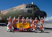 An Ecuadorian C-130 loaded with humanitarian aid takes off from Roland R. Wright Air National Guard Base, Utah, April 10, 2020. The aid, which is part of an ongoing humanitarian aid program, was collected and donated by Charity Anywhere, a Utah based non-profit organization. (U.S. Air National Guard photo by Tech. Sgt. John Winn)