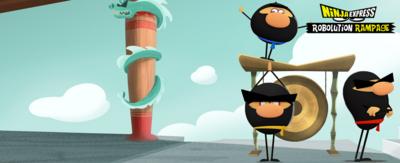 Three cartoon ninjas strike a pose in this runner game.