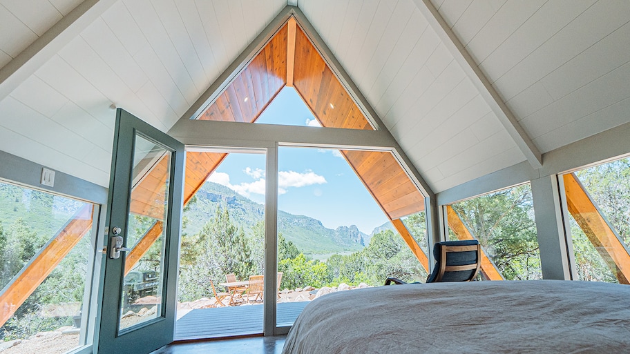 interior shot of A frame tiny home