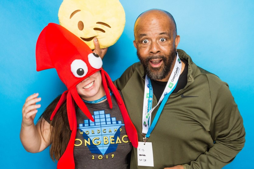 Christiana Mohr (left) with Volunteer and Speaker Joe Simpson