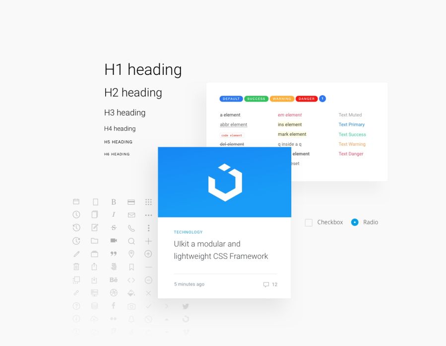 User Interface and Logo of the UIkit CSS Framework