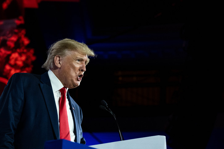 Former President Donald Trump gives the keynote address.