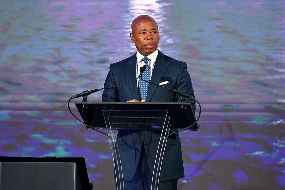 Eric Adams speaks onstage during an event in New York City.