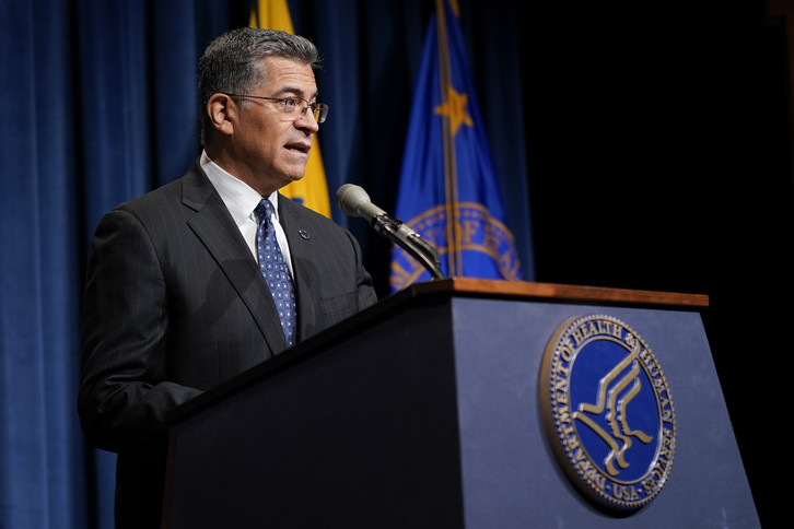 Xavier Becerra speaks.