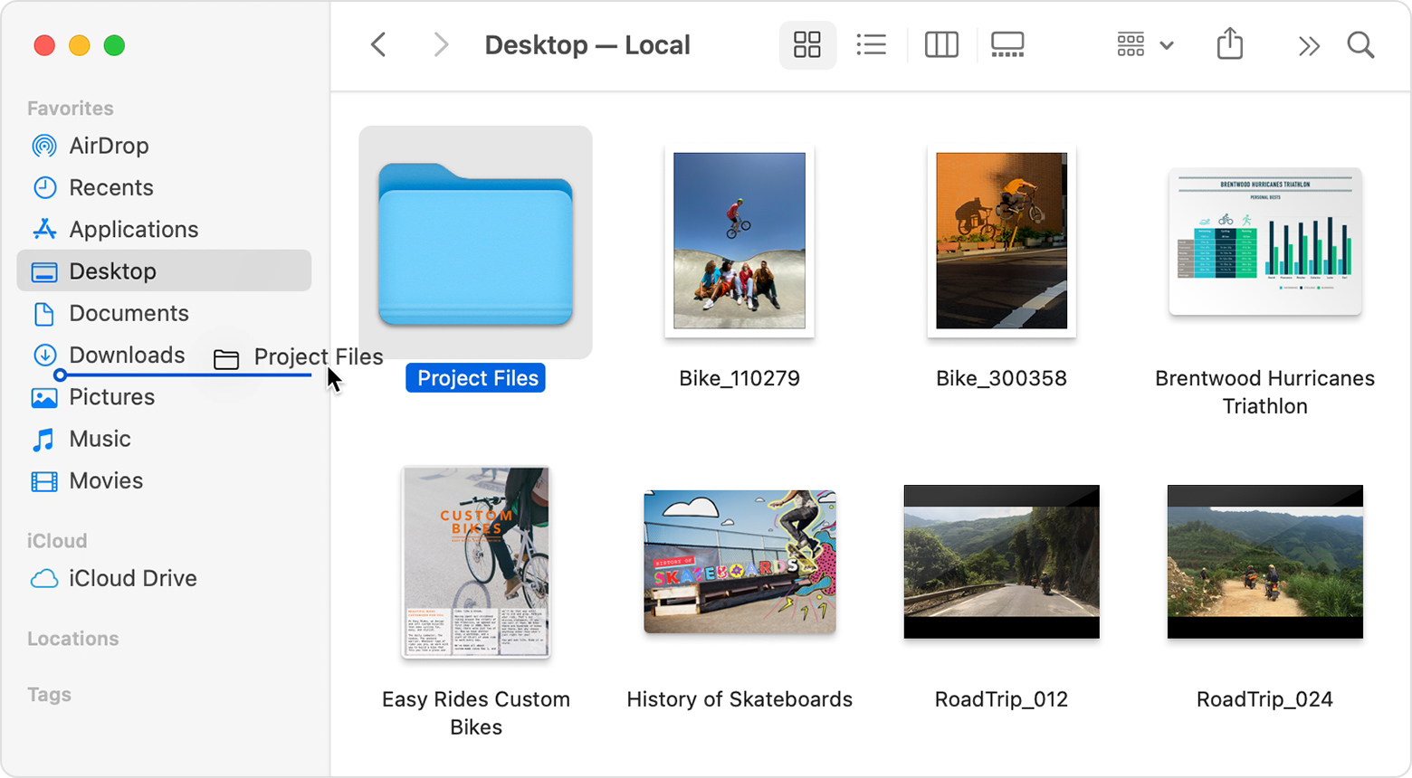 Finder window with a folder being dragged into the sidebar