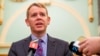  New Zealand Police Minister Chris Hipkins during his press conference at Parliament, Wellington, New Zealand, June 30, 2022, declared that American far-right groups the Proud Boys and The Base are terrorist organizations.