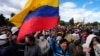 Protesters rally in support of recent protests and a national strike against the government of President Guillermo Lasso, near the National Assembly, in Quito, Ecuador, June 25, 2022. 