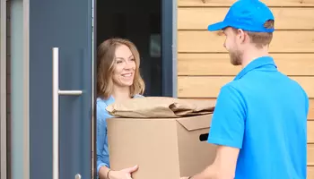 woman receiving a parcel