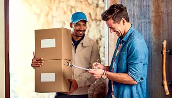 man receiving a parcel