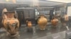 Various amphoras from VI century BC are displayed at the Rescued Art Museum in Rome. (Sabina Castelfranco/VOA)
