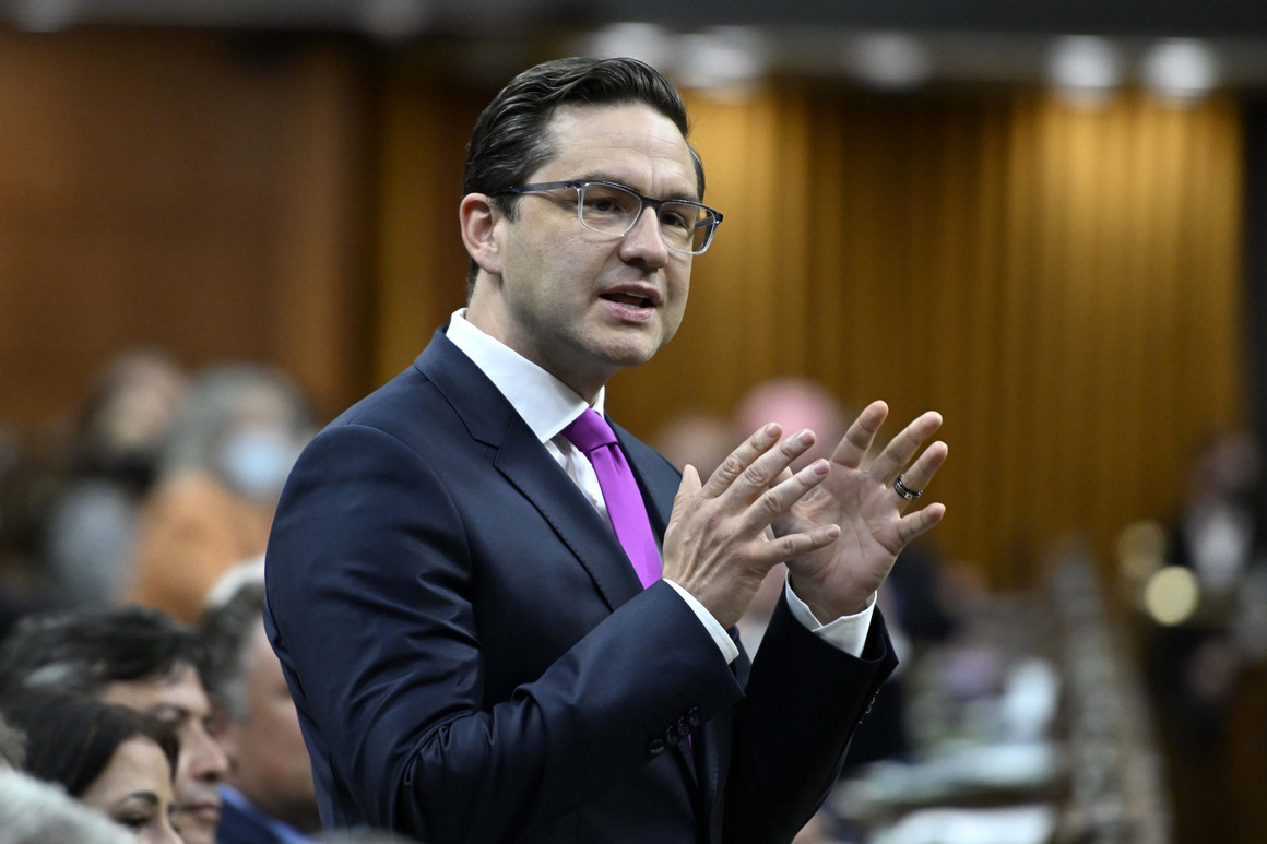 Conservative MP Pierre Poilievre speaks in the House of Commons.