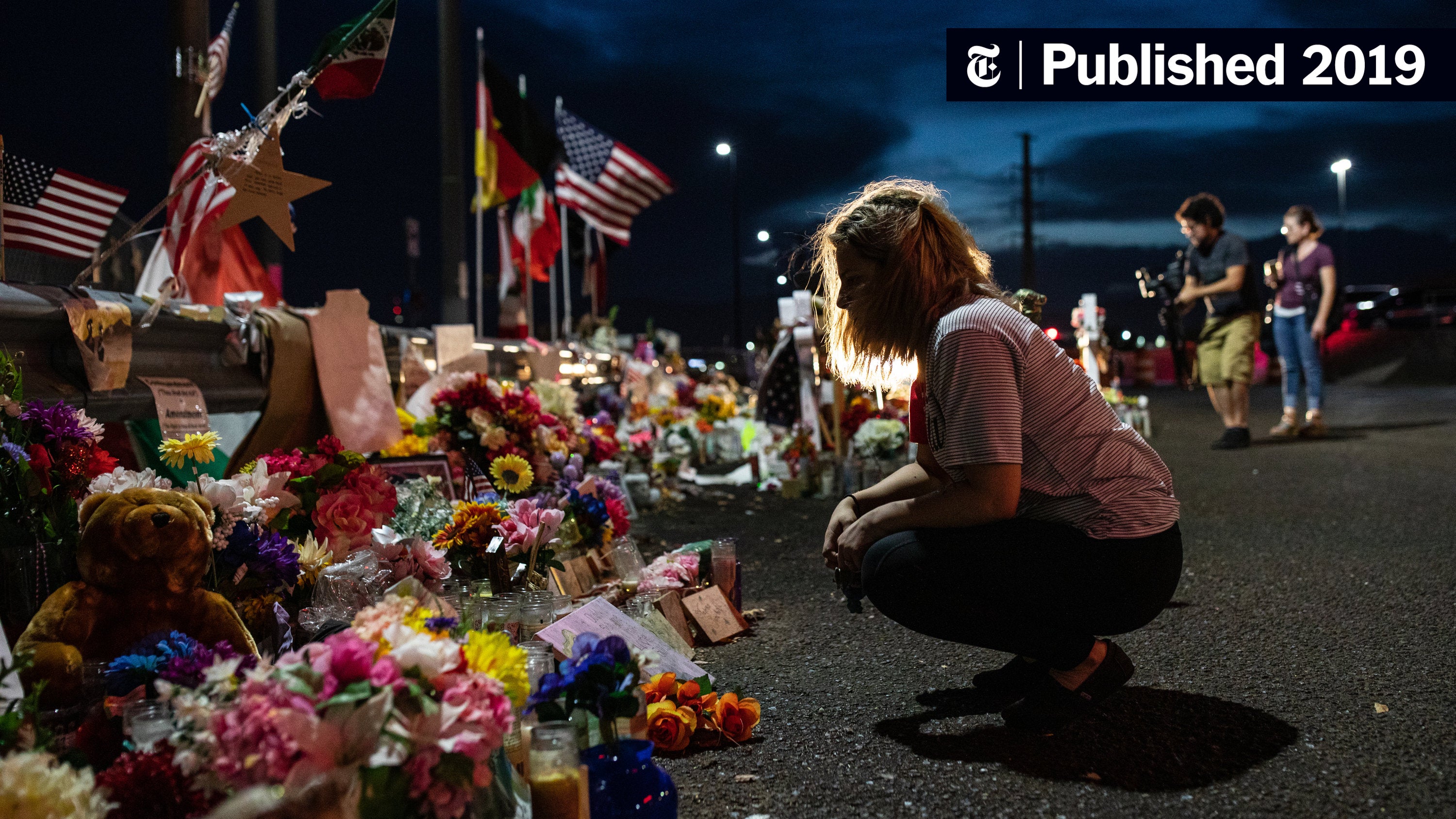 A makeshift memorial for victims of the shooting that killed 22 people at a Walmart store in El Paso last month.