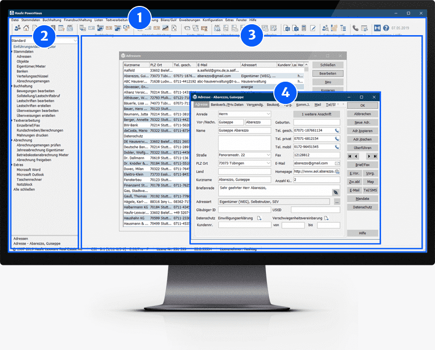 grafische Darstellung der Immobilienverwaltungssoftware Haufe Powerhaus