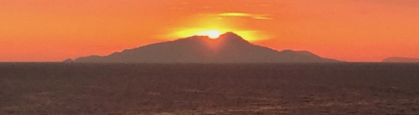 Sunset over the island of Capri, as viewed from the sprint venue