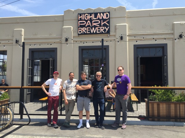 The Jazkarta team in front of the Highland Park Brewery.