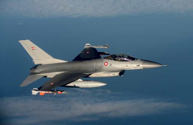 <p>Spoils of the deal: An F-16 fighter jet taking part in Nato drills</p>