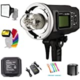 Godox AD600BM Bowens Mount 600Ws GN87 High Speed Sync Outdoor studio Flash Strobe Monolight Light with 2.4G Wireless X System & 8700mAh Battery with 15x17cm Softbox & Filter & USB LED