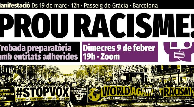 #ProuRacisme: trobada d’UCFR, Dimecres 9-F, 19h