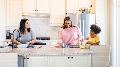 Family spending time together in the kitchen