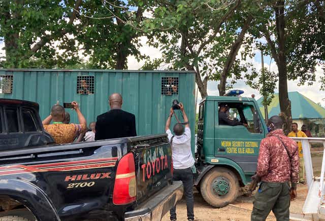 <p>Some of the 300 inmates that were recaptured after escaping the prison </p>