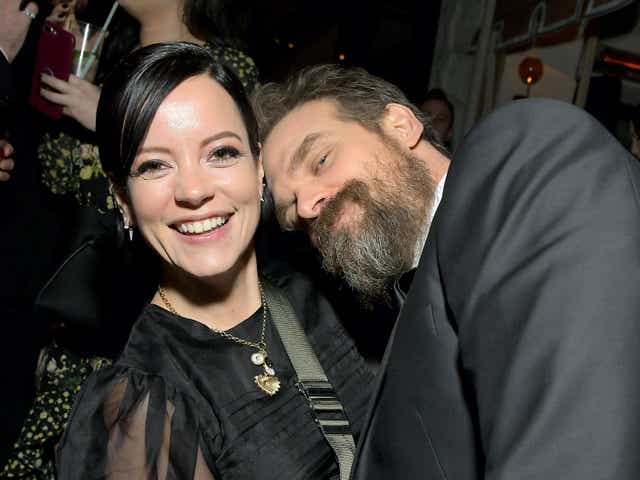 <p>David Harbour and Lily Allen at the 2020 Netflix SAG after party</p>