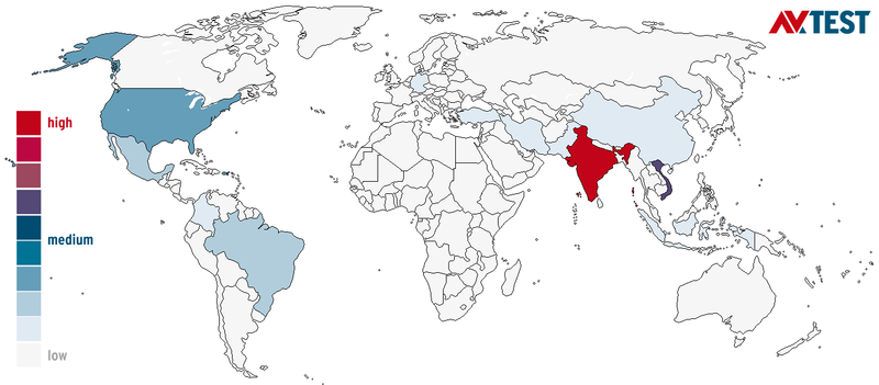 Origin of Spam per Country, last 180 days