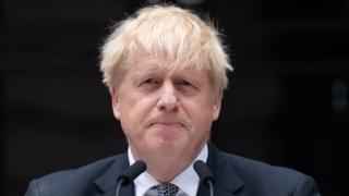 Boris Johnson outside No 10 after resigning on Thursday