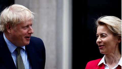 Boris Johnson and European Commission President Ursula Von der Leyen