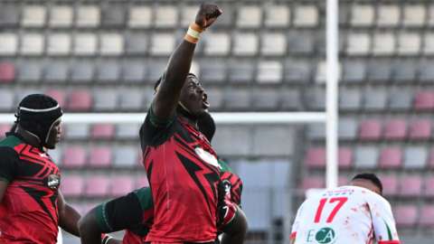 Kenya celebrate their win against Algeria