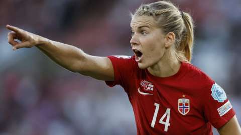 Ada Hegerberg reacts during Norway's 4-1 win over Northern Ireland at Euro 2022