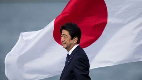 Japanese Prime Minister Shinzo Abe at Joint Base Pearl Harbor Hickam's Kilo Pier on December 27, 2016 in Honolulu, Hawaii.