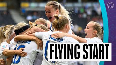 Linda Sallstrom and the Finland national team celebrating