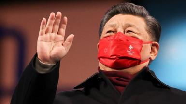 China's President Xi Jinping waves during the closing ceremony of the Beijing 2022 Winter Olympic Games, at the National Stadium, known as the Bird's Nest, on February 20, 2022 in Beijing, China.