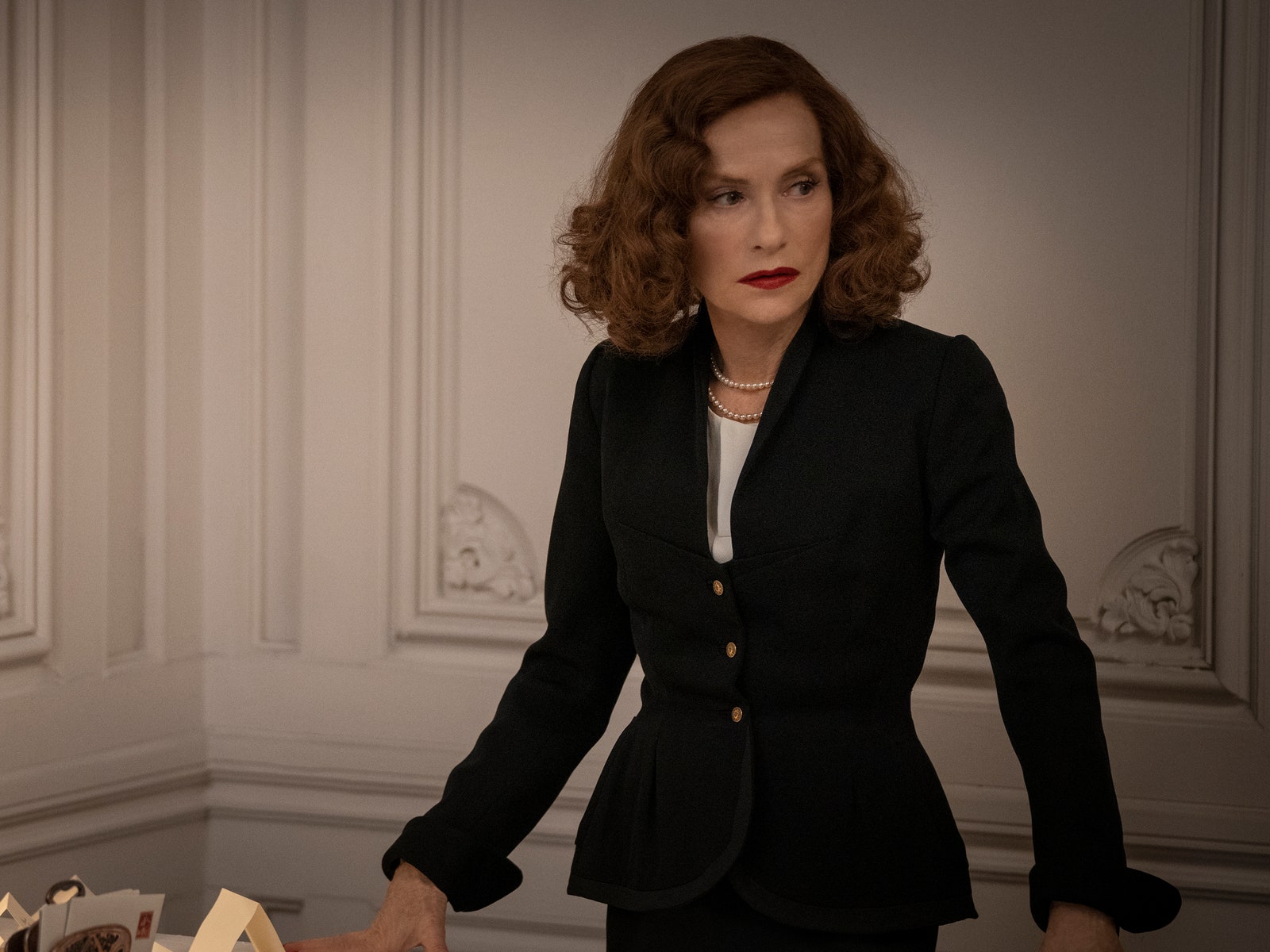 Isabelle Huppert as Mrs. Colbert in Mrs. Harris Goes to Paris.nbsp