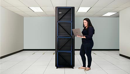 woman near a server