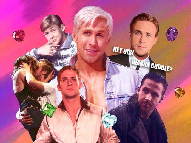 <p>A Gosling for all seasons, clockwise from centre: the Canadian actor in ‘Barbie’, in a meme, in ‘Blade Runner 2049’ and ‘Drive’, at the MTV Movie Awards in 2005, and on ‘The Mickey Mouse Club’</p>