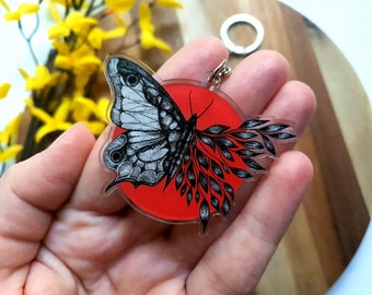 Butterfly keychain, Acrylic charm keychain, Butterfly keyring